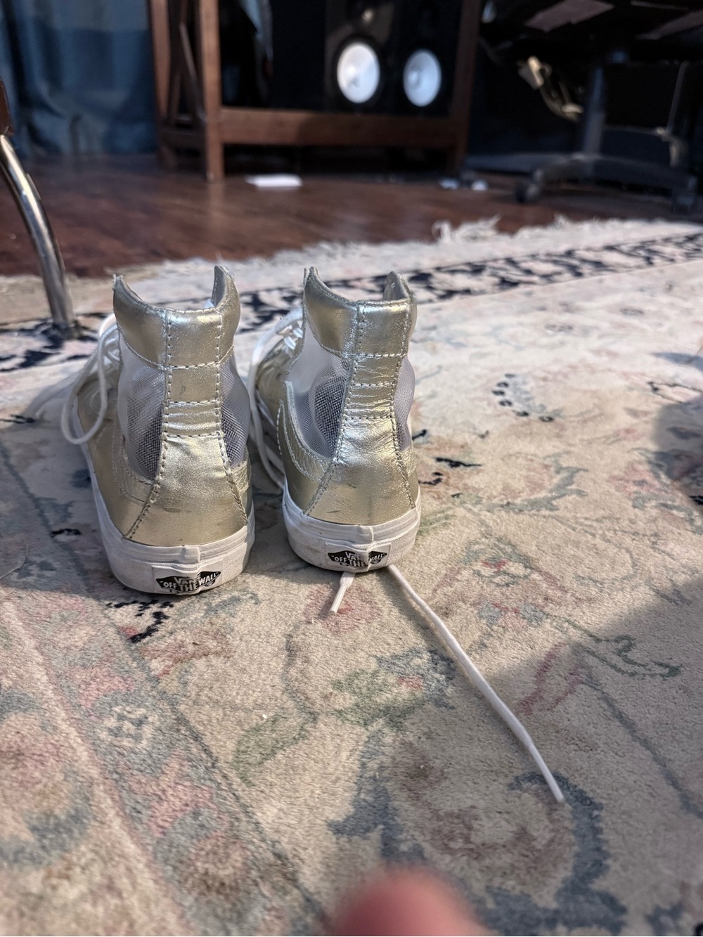 Rare Vans Sk8-Hi Slim Metallic Gold Mesh Sneakers Women’s 7.5 - Picture 5 of 5